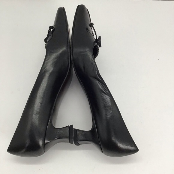 Stuart Weitzman Leather Kitten Heel Classic Pumps Bow Career Black Size 7.5N - Picture 6 of 9